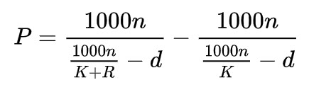 Fórmula para obtener la potencia P de la ICL, con d en mm